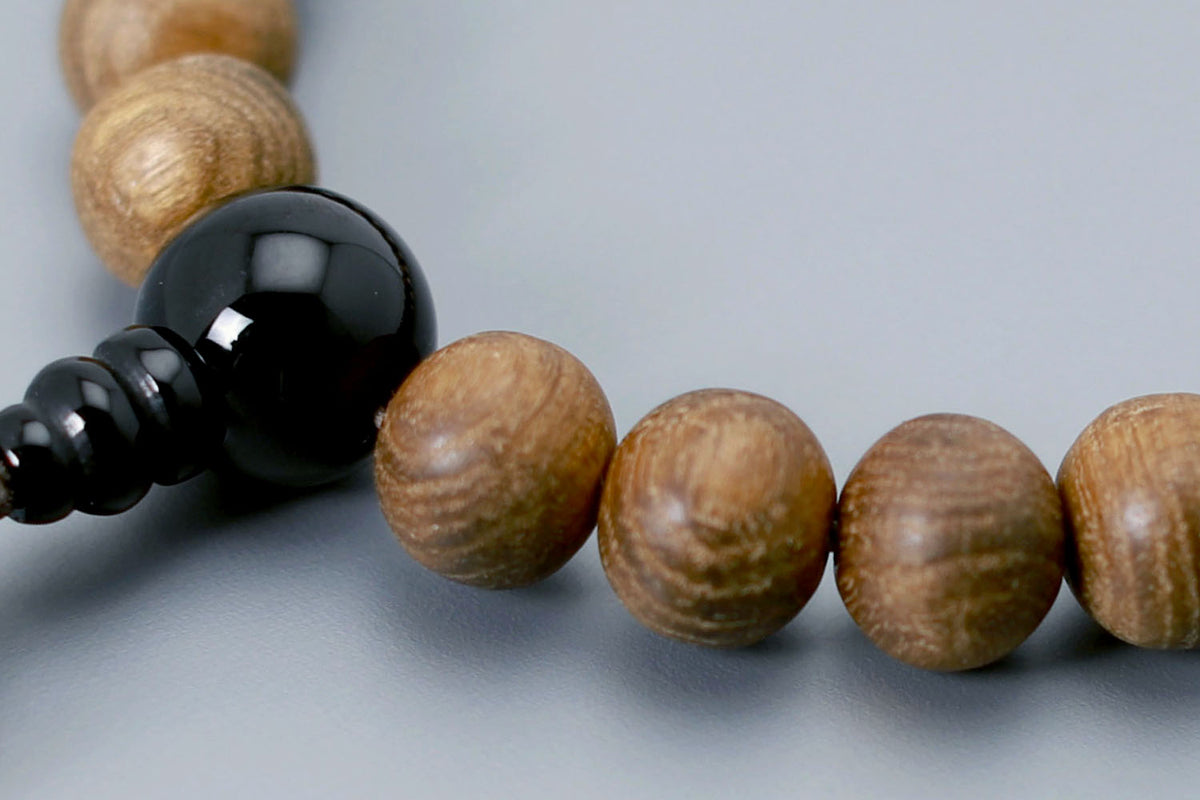 数珠 男性用 京念珠 数珠袋付き 京匠の伝統 日本の木エンジュ22玉 黒 