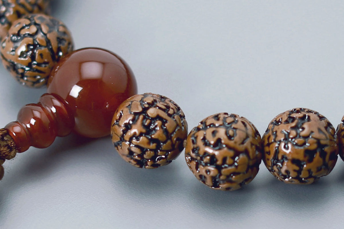 数珠 男性用 京念珠 京匠の伝統 無量金剛珠 カシュー漆仕上20玉 メノウ 