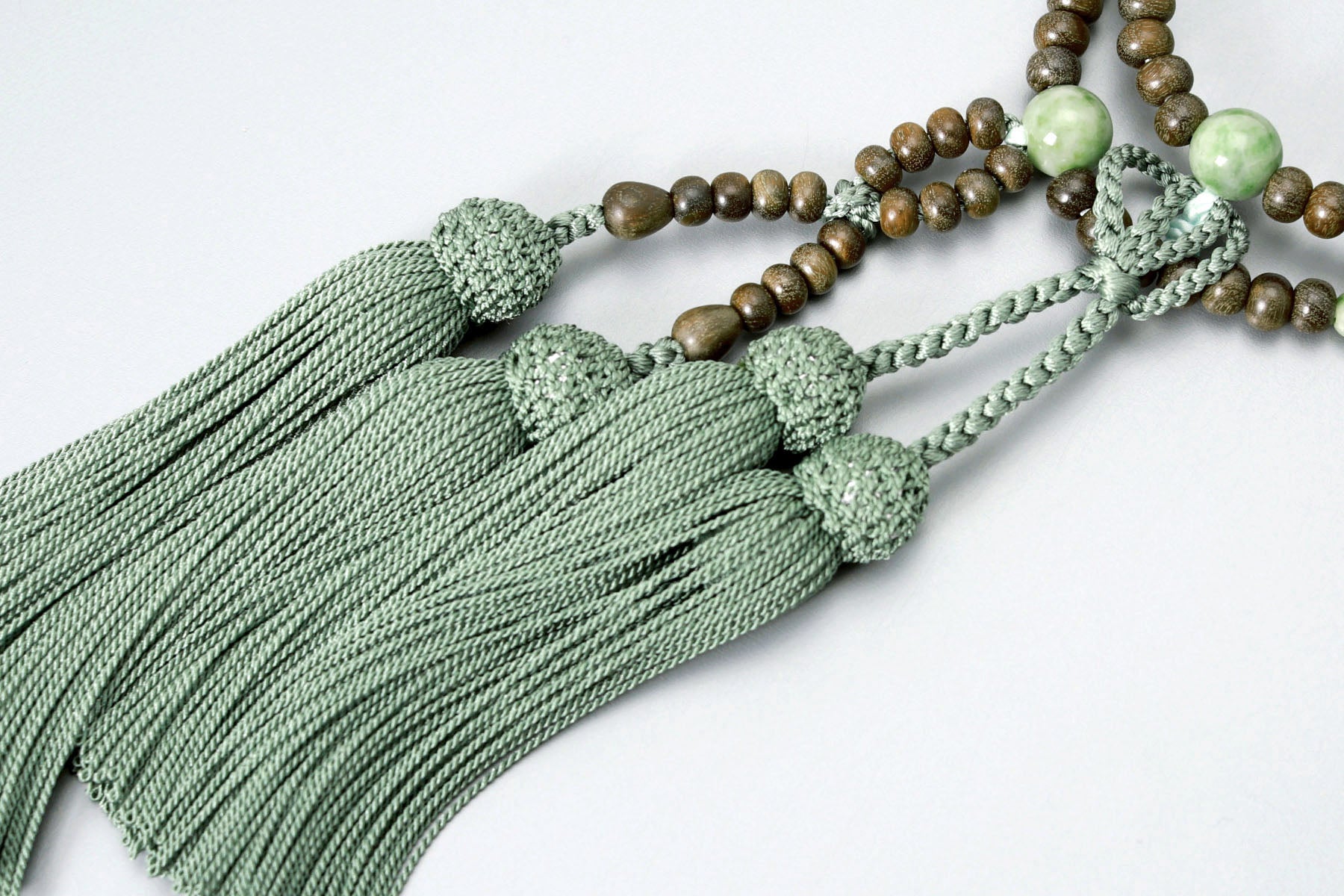 数珠 女性用 二連 京匠の伝統 緑檀 独山玉 正絹頭房 浄土真宗 仏壇 