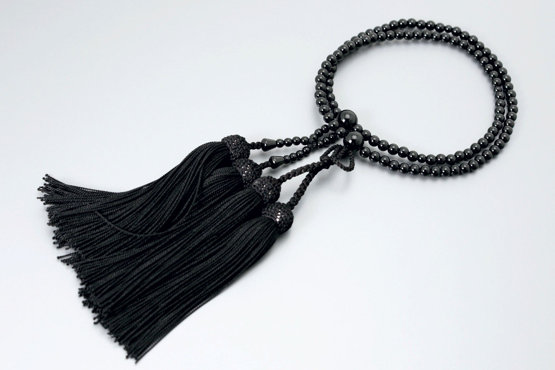 数珠 女性用 二連 京匠の伝統 黒オニキス二輪 正絹頭房 浄土真宗 仏壇 仏具