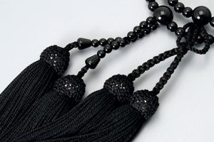 数珠 女性用 二連 京匠の伝統 黒オニキス二輪 正絹頭房 浄土真宗 仏壇 仏具